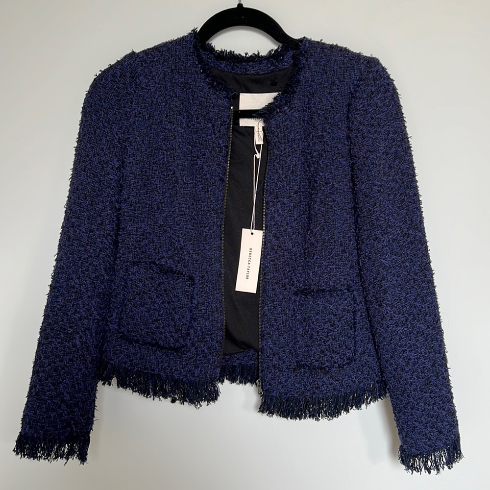 Rebecca Taylor Fringe Tweed Jacket